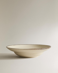 Zara Home тарелка из каменной керамики, цвет бежевый, 25.5 см
