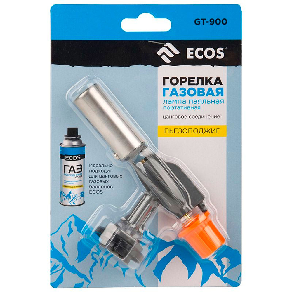 Горелка газовая-лампа паяльная портативная ECOS GT-900, цанговое соединение