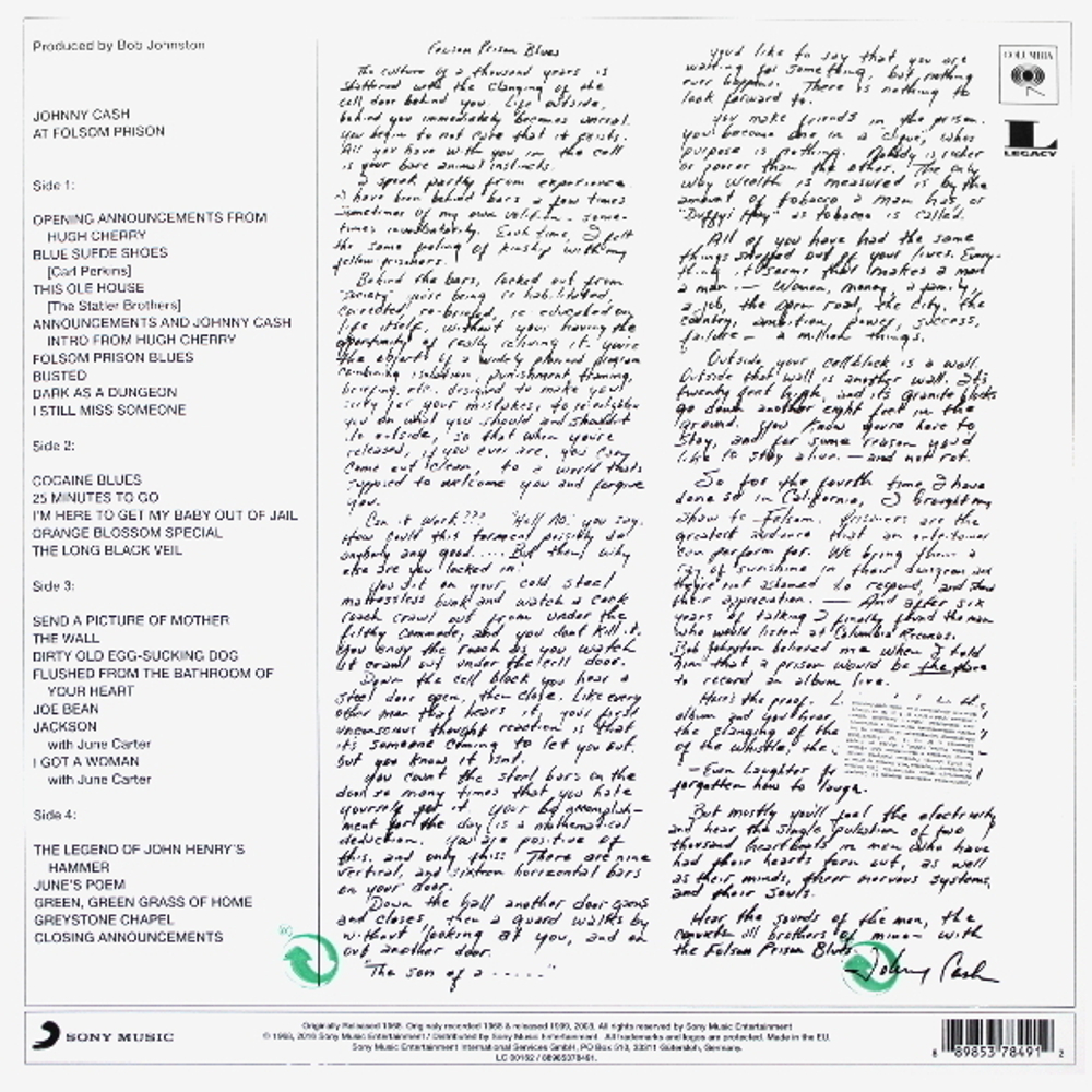 Johnny Cash / At Folsom Prison (Coloured Vinyl)(2LP)