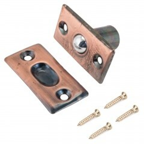 Фиксатор дверной СТАНДАРТ 588 AC  с шариком ст.медь ЕВРОПАКЕТ  /12590