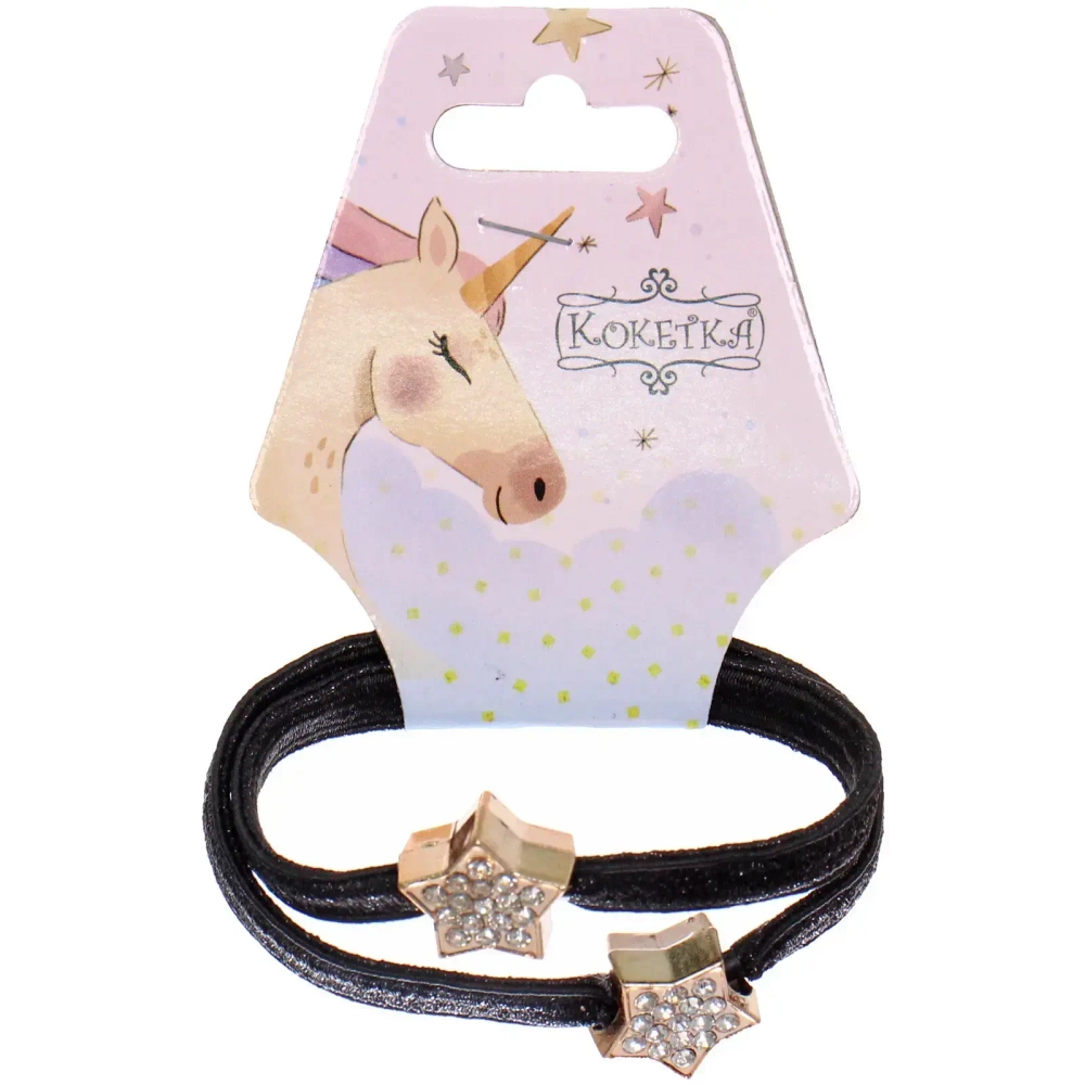 Резинки для волос 2шт «МАЛЬТА», звездочки, микс 6 цветов, d-5,5см (подвес Единорог)