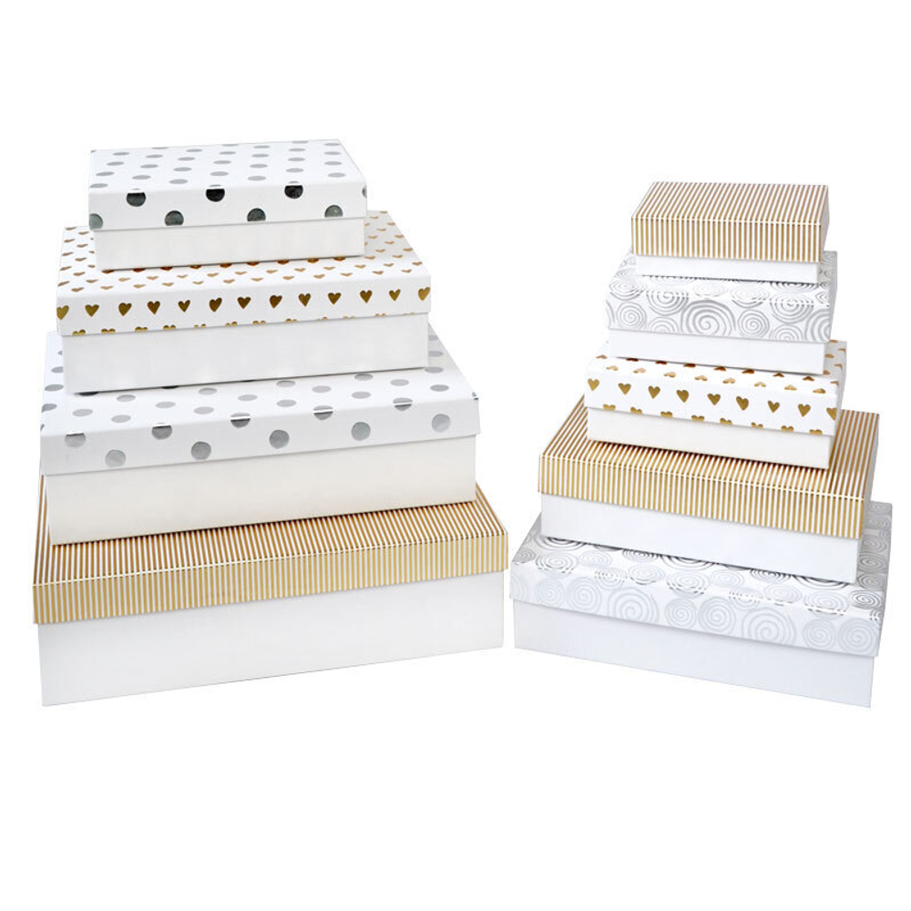 Коробка Белый с золотом, Тиснение фольгой 9 -14,5*10*5 см