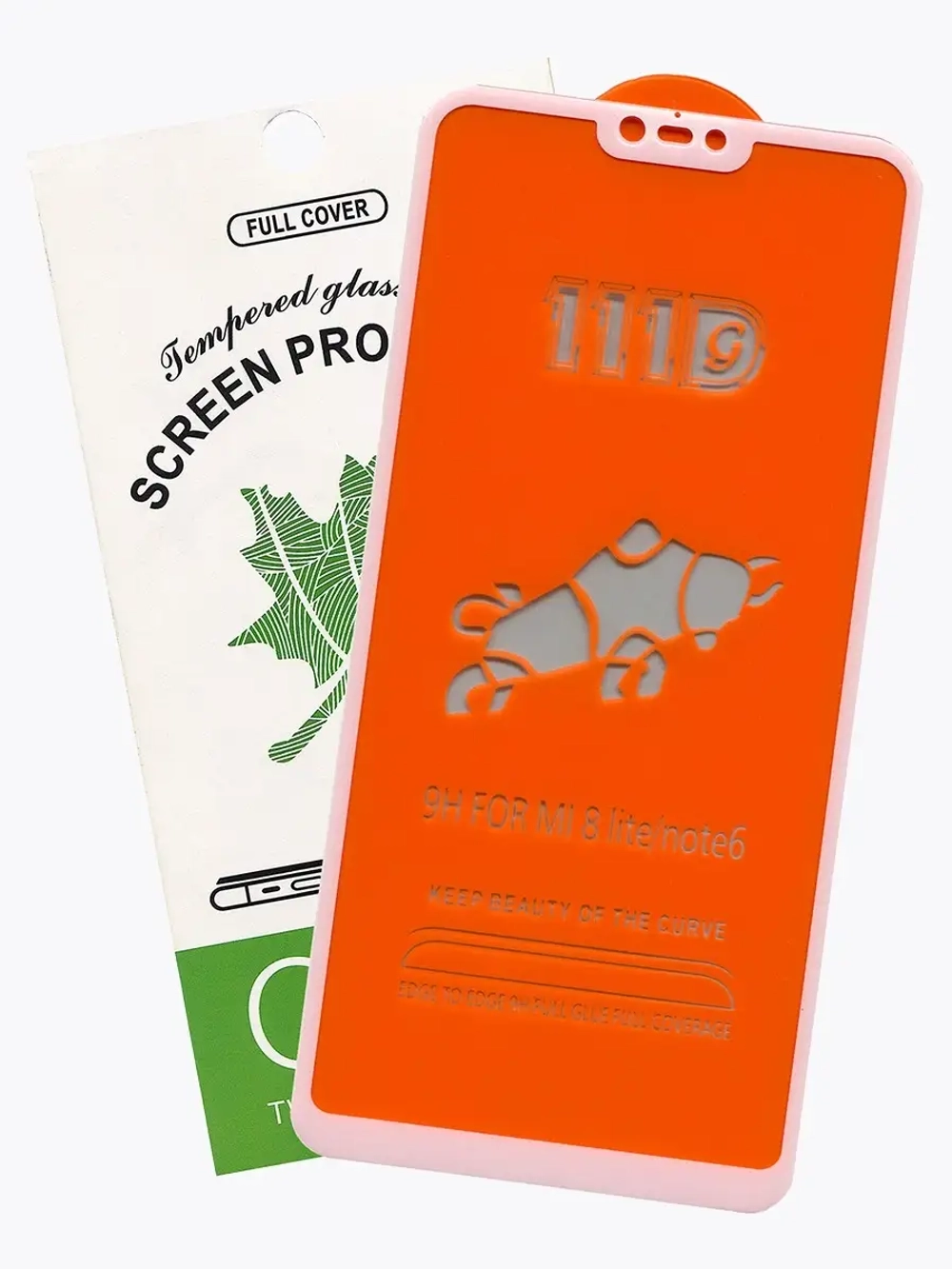 Защитное стекло Glass для Xiaomi Redmi Note 6/ Mi 8 Lite, полный клей 111D, белая рамка