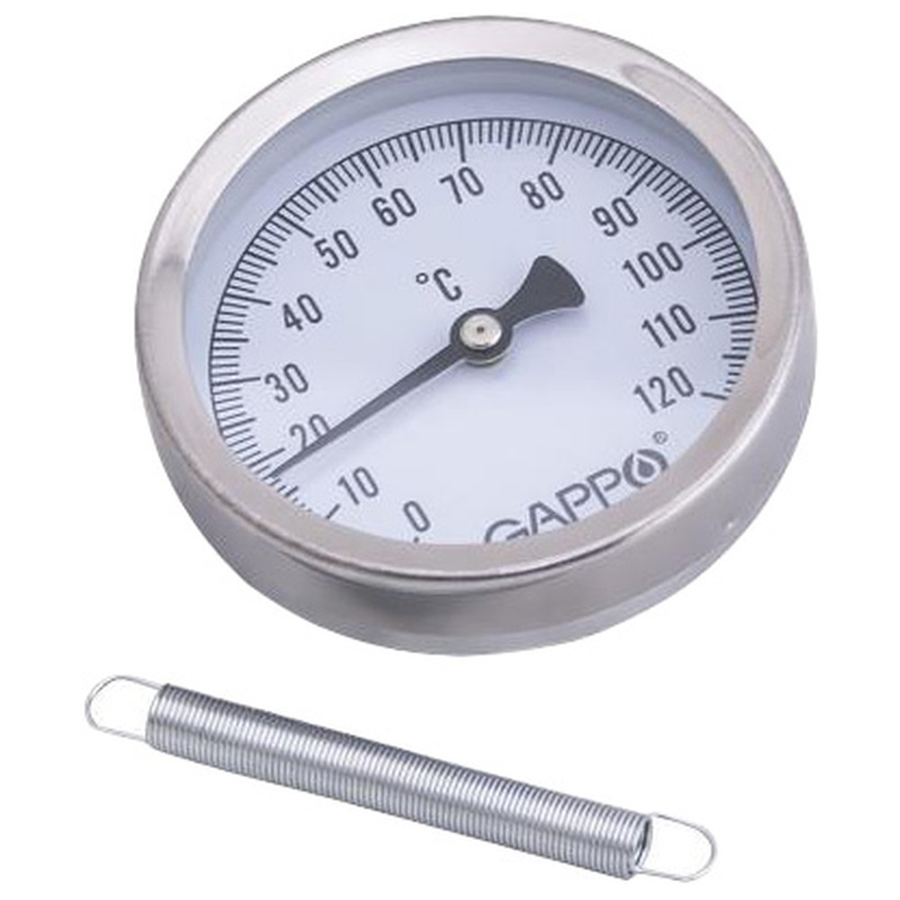 Термометр Gappo биметаллический накладной с пружиной 1"-2" x 0-120C