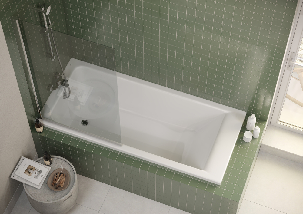 Шторка для ванны распашная Roca Capital 850x1400, прозрачное стекло, xром M4008512M