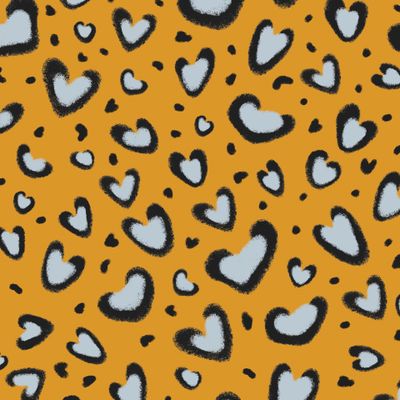 Леопардовые сердца / оранжевый с серым