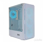 УЦЕНКА_Корпус BaseTech eXtreme GFX-03, Без БП, ATX, белый, 4xICE BLUE FAN, 2xUSB2, 1xUSB3, бок: закалённое стекло (RMA_BT-GFX-03W-MESH-4F-IB) {царапины на кожухе блока питания}