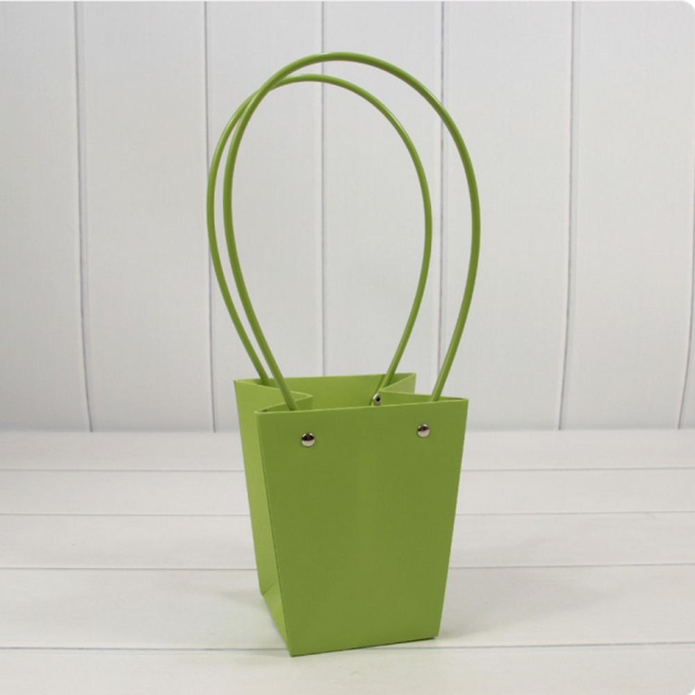 Пакет подарочный 15,5х13х9,5 Ваза для цветов (Зеленый)