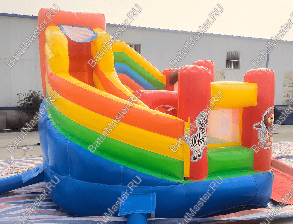 Детский надувной батут "Границы радости со львёнком", размер 3,5*3*2.7 м