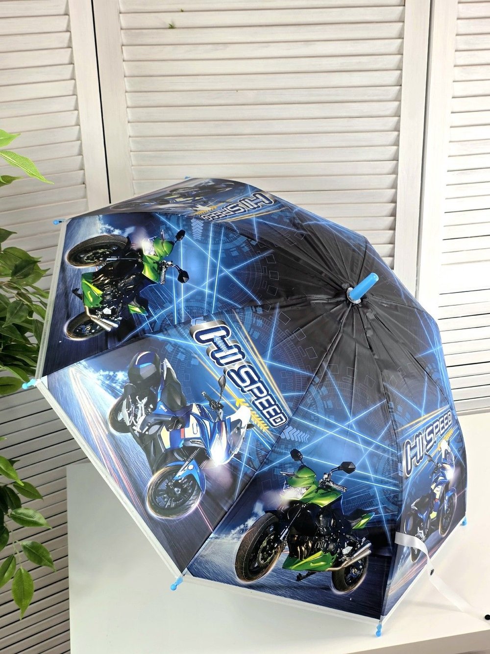 Зонт детский Гоночные мотоциклы 48,5 см голубой (202002036-3)