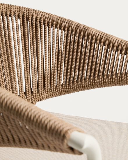 Уличный стул Zuara из алюминия цвета экрю и коричневой веревки