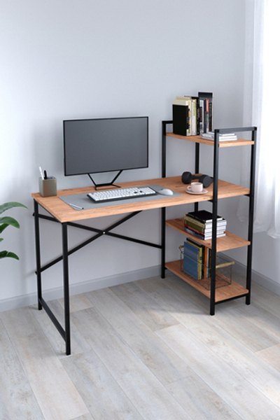 Рабочий стол с вертикальными полками 120х60 - сосна