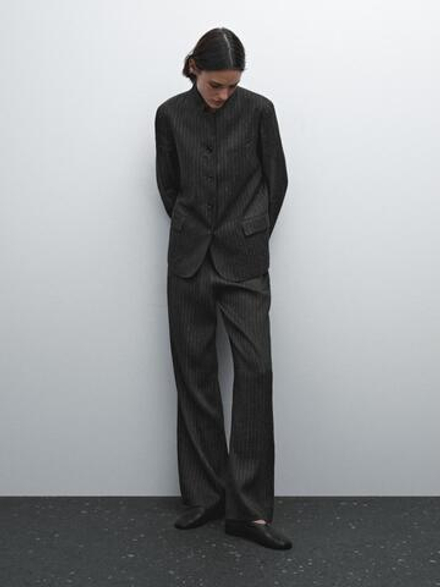 Massimo Dutti Костюмные брюки в полоску, серовато-зеленый