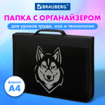 Папка на молнии BRAUBERG А4 с ручкой с органайзером 1 отделение "Husky" (2 штуки в упаковке)