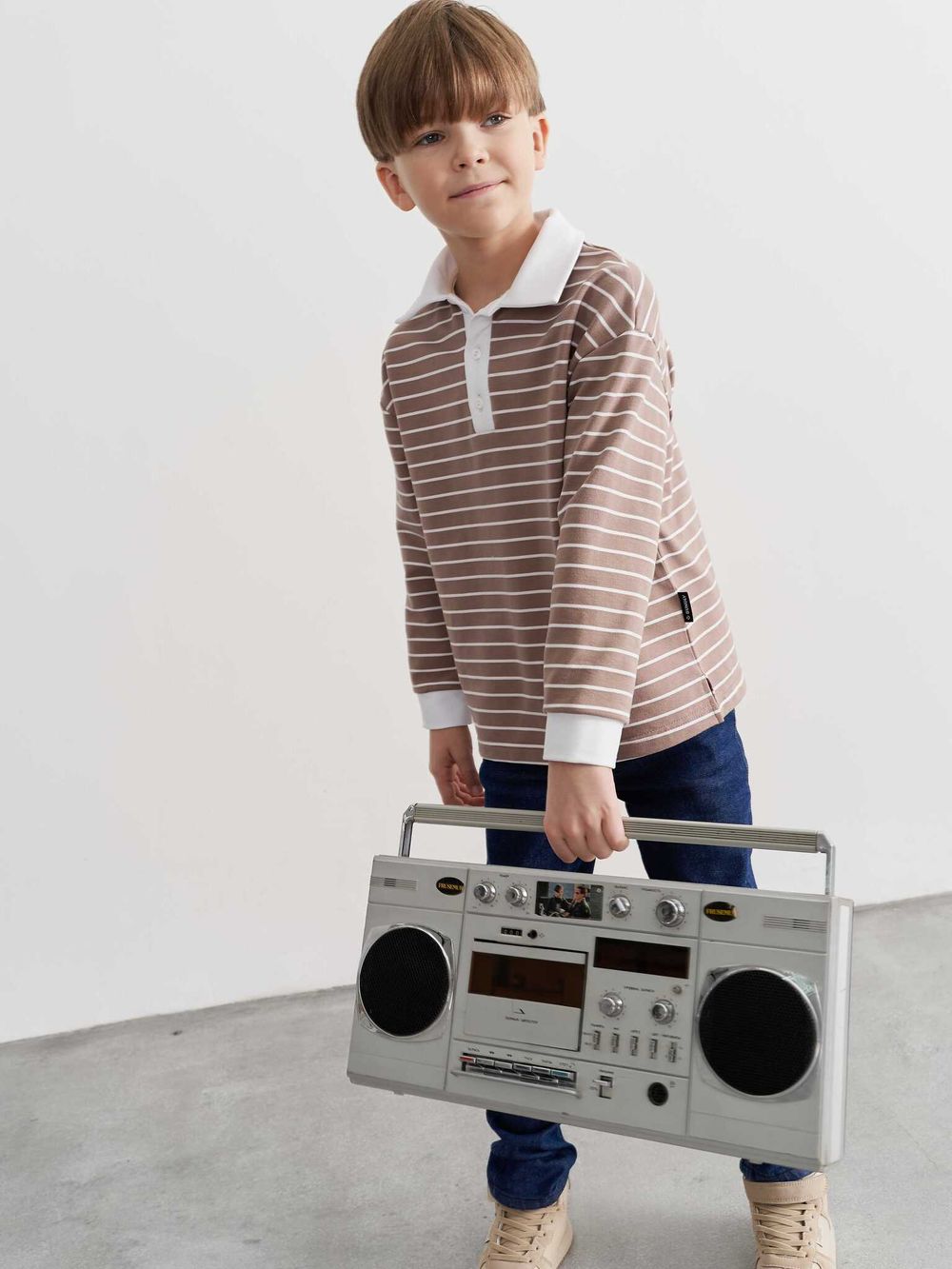 Свитшот поло облегченный "Полоска Какао" 7+