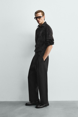 ZARA ФУТБОЛКА С РЕЛЬЕФНЫМ УЗОРОМ И ЭФФЕКТОМ ПОТЕРТОСТИ, ТЕМНО-СЕРЫЙ