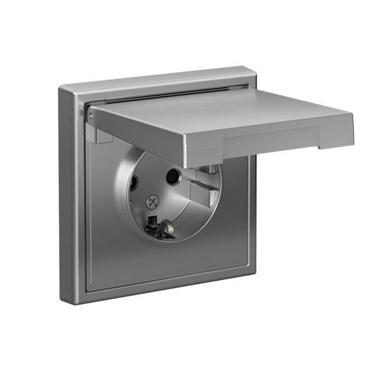 Розетка ArtGallery 16А IP20 с заземл. защ. шторки с крышкой механизм сталь SE GAL000946