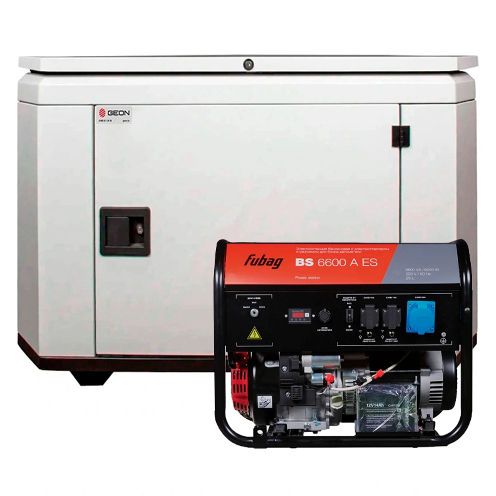 Бензиновый генератор FUBAG BS 6600 AES с кожухом Geon 1400SS RAL 7035