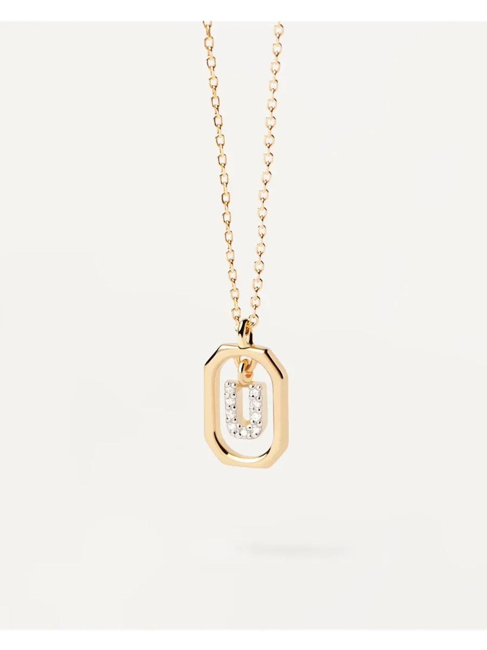 Колье женское PDPaola Мини-Буква U серебро 925 пробы покрытое золотом 750 пробы CO01-532-U