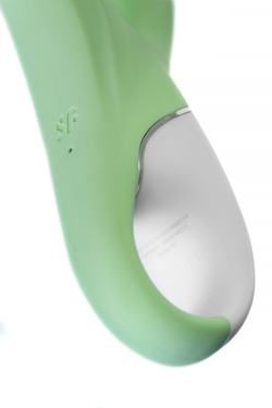 Нереалистичный вибратор Satisfyer Air Pump Bunny 5, силикон, зеленый, 15 см.