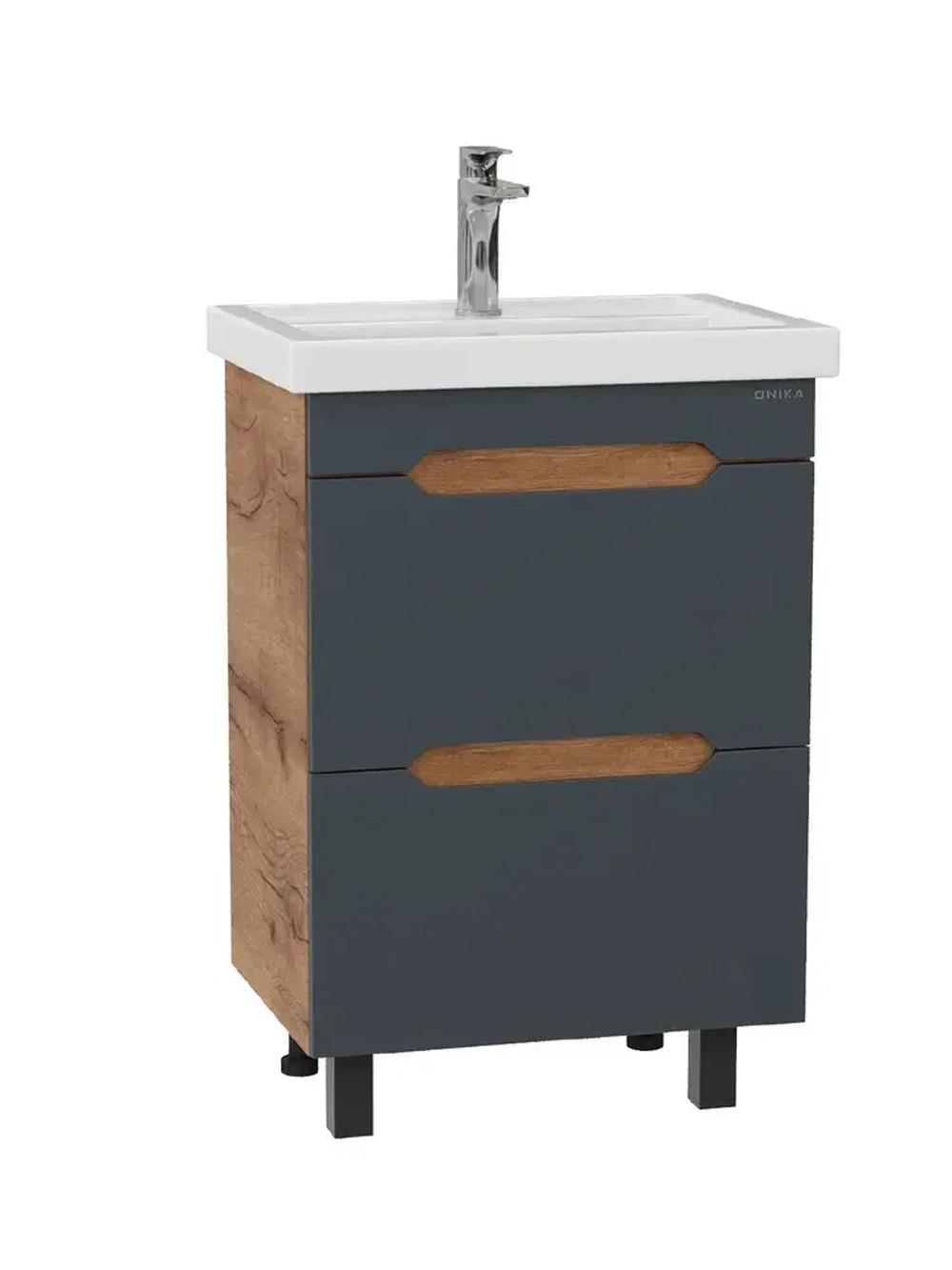 Тумба Onika Айленд 50 подвесная, графит/дуб крафт золотой + ум. Фостер-50 105041