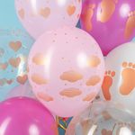 Шар (12''/30 см) Новорожденный (сердца и облака), Ассорти, кристалл, 5 ст, 25 шт.