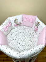 Комплект в кроватку 18 предметов "Мишка с короной", сатин