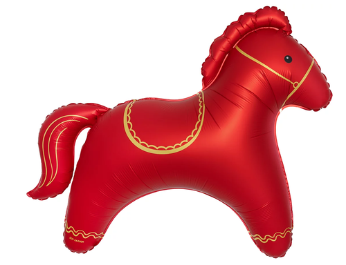 Шар с клапаном (13''/33 см) Мини-фигура, Красная лошадка, Сатин