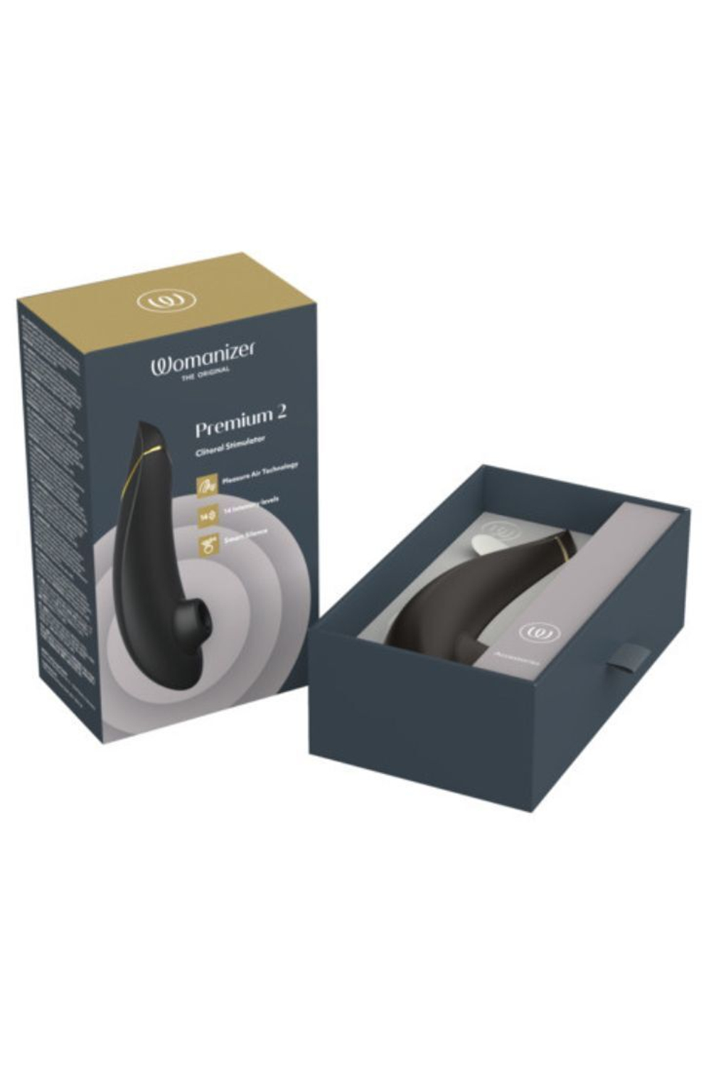 Womanizer Premium 2 - Бесконтактный клиторальный стимулятор, черный