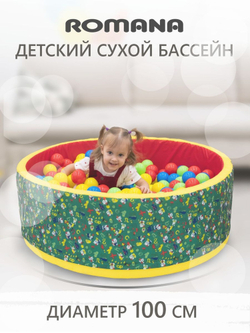 Бассейн сухой с шариками зеленый Диам100см, в33см, 200 шариков №1 — 9-0057