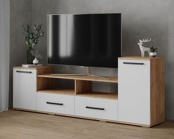 Тумба-ТВ ПАРУС-2 дуб крафт золотой / белый