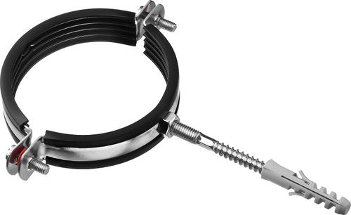 Хомут трубный с гайкой, оцинкованный, в комплекте с сантехнической шпилькой и дюбелем, 3″, 1шт, ЗУБР