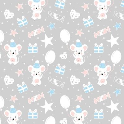 Мышка на шарике (мышонок, детское, звёзды, конфеты)