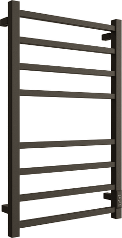 Полотенцесушитель электрический EWRIKA Пенелопа L2 80x55 см, подключение справа, слева, скрытое подключение справа, матовый черный, лесенка, из стали