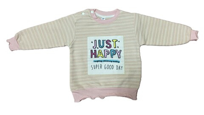 Свитшот из хлопка на кнопках на плечах произ-ва Турция цвет персиковый на возраст 6 мес.,9 мес.