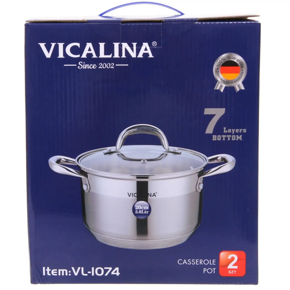 Кастрюля из нержавеющей стали VICALINA 3,6л, индукция, VL-1074