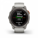 Смарт часы Garmin Fenix 7 Pro Sapphire Solar титановый серый с серо-оранжевым ремешком