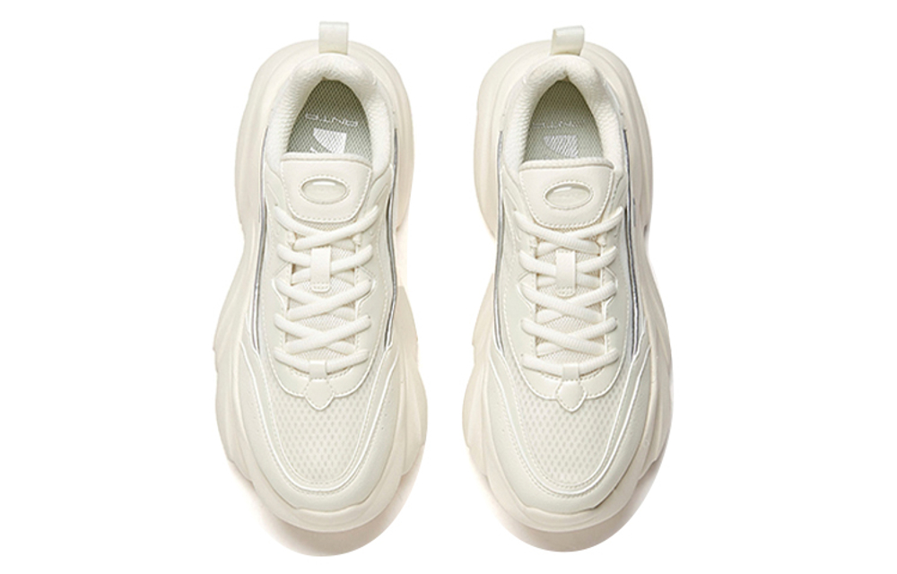 Anta Claw Meow Shoes Cushioning Slip Resistant Abrasion Resistant Breathable Low top Chunky Sneakers Women"s White