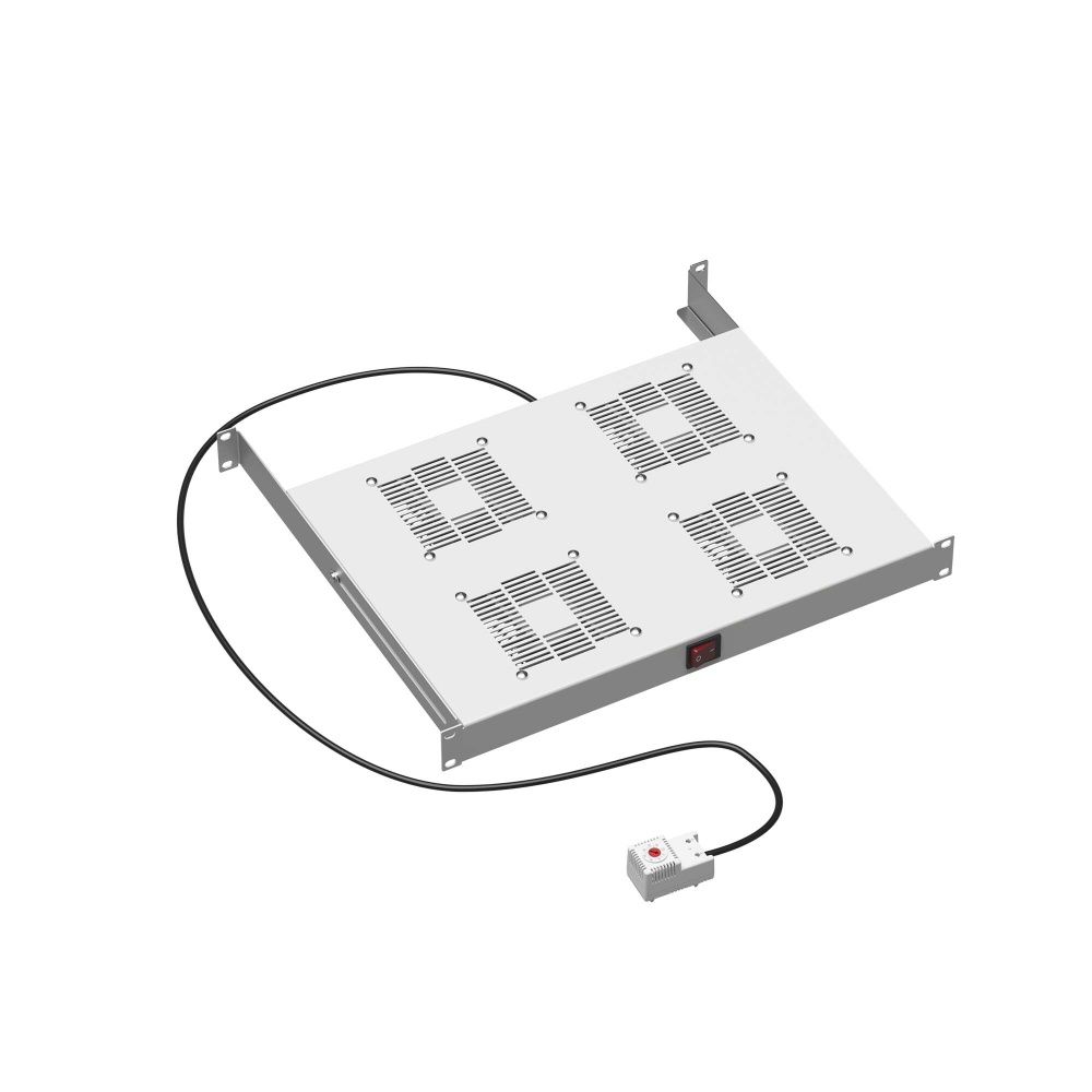 19" Вентиляторный модуль 4 вентилятора с термостатом для 19" IT-корпусов ДКС серии STI/CQE, RAL7035