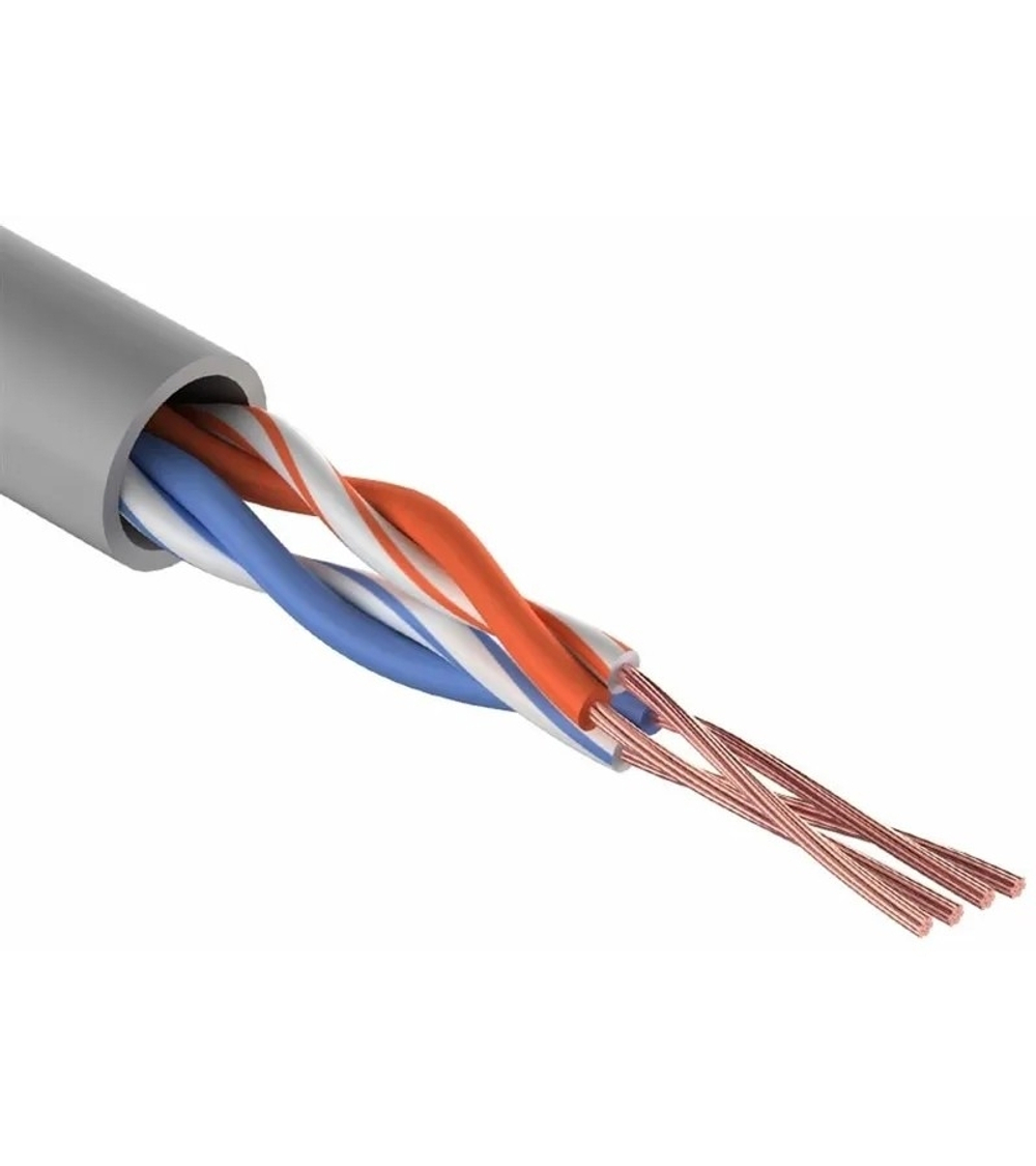 Rexant (01-0026) Кабель витая пара U/UTP, CAT 5e, PVC, 2PR, 24AWG, INDOOR, STRANDED, серый, 305м