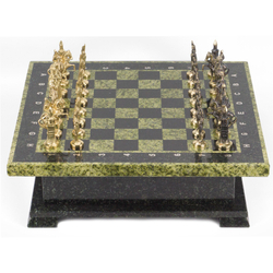 Шахматный ларец фигуры "Русские" змеевик 420х420х130 мм 22 кг R118080