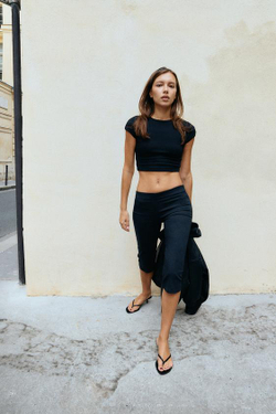 ZARA БРЮКИ КАПРИ, ЧЕРНЫЙ