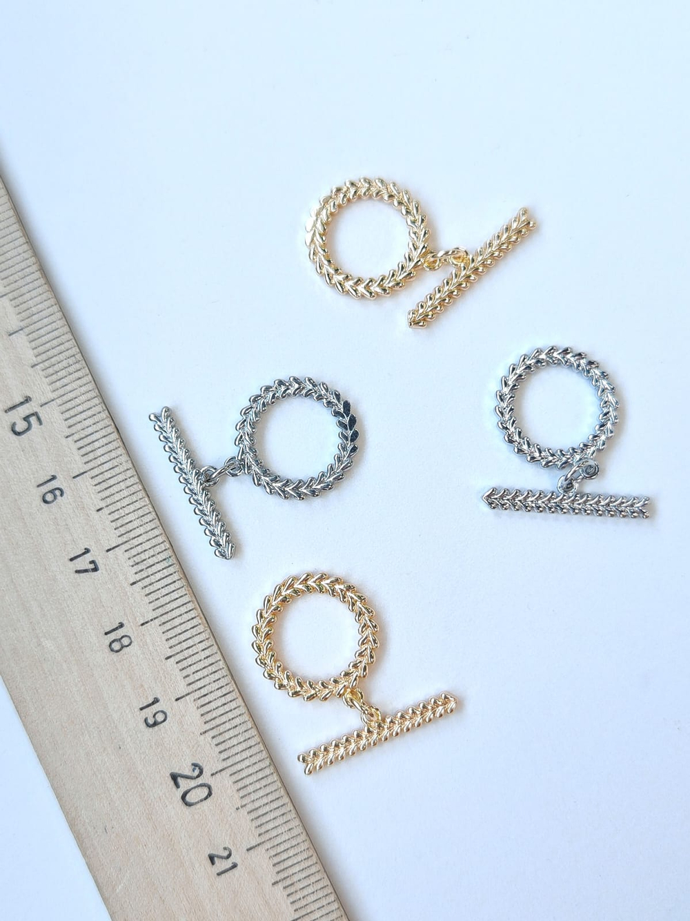 5490-р Тогл "Колосок" 16*20мм, родий