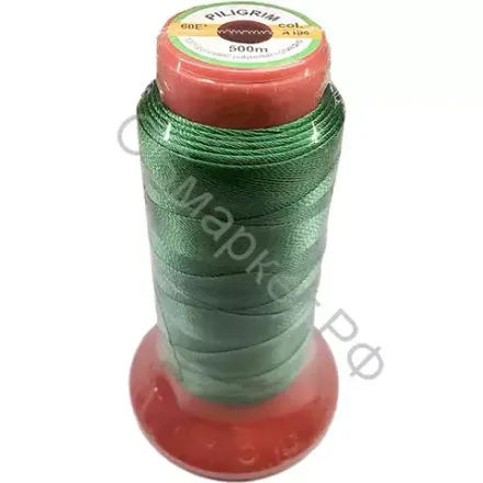 Нитки швейные лавсан Piligrim 60e 500м, зелёный [A194]