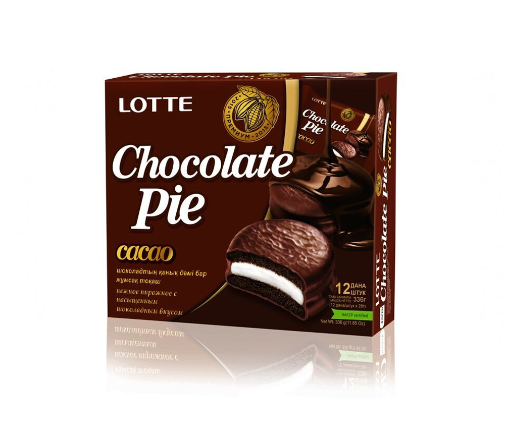 Печенье ЛОТТЕ Чоклэт Пай Какао (LOTTE CHOCOLATE PIE CACAO) х/к 168 гр  (28 гр х6)