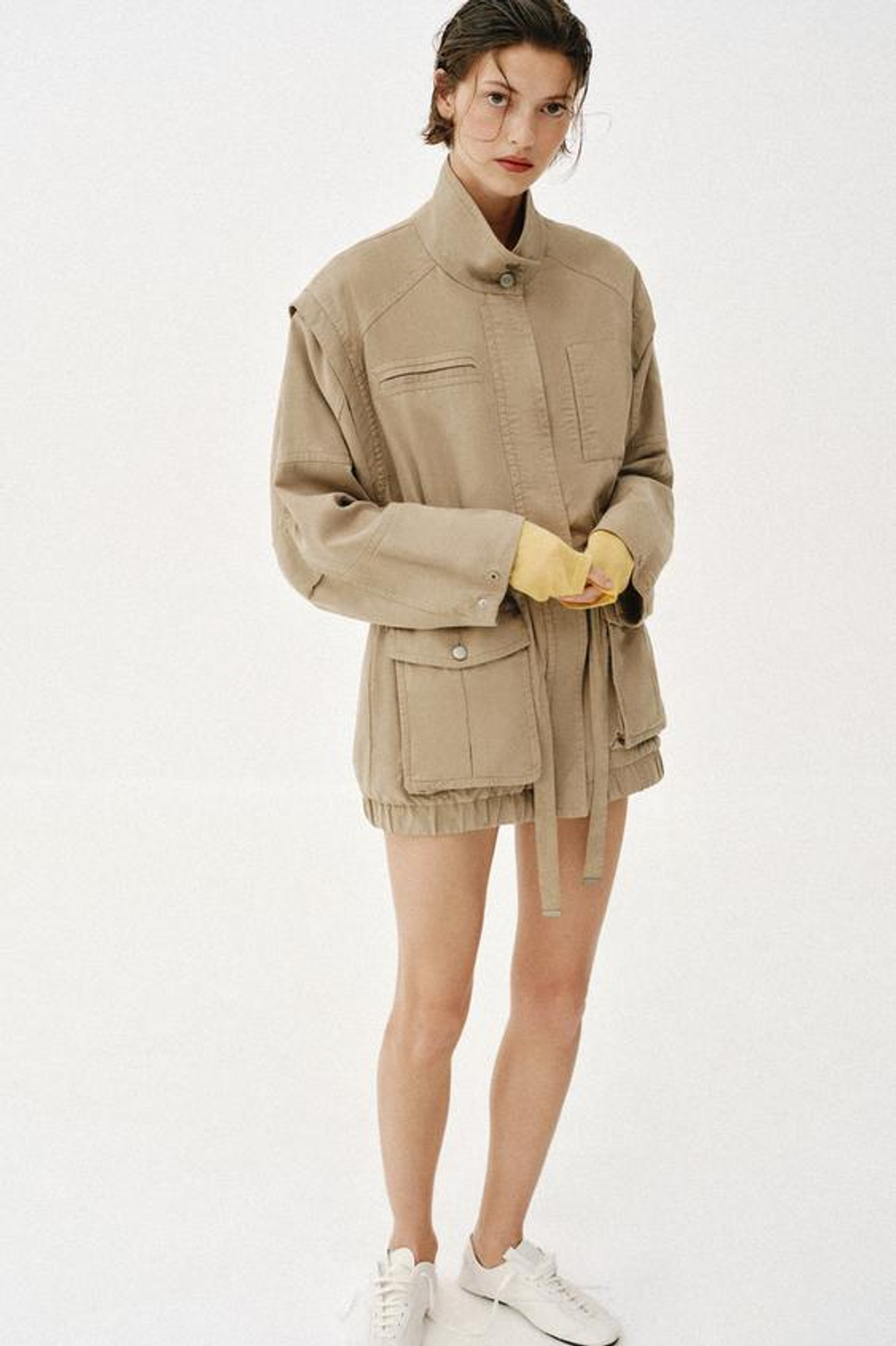 Длинный пиджак с высоким воротником - ZARA