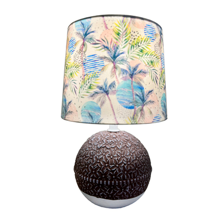 Настольный светильник 1х40Вт Е14, керамика/ткань, коричневый