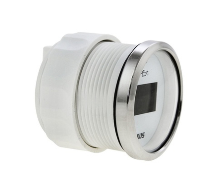 Указатель давления масла цифровой 0-5 бар, белый циферблат, нержавеющий ободок, д. 52 мм