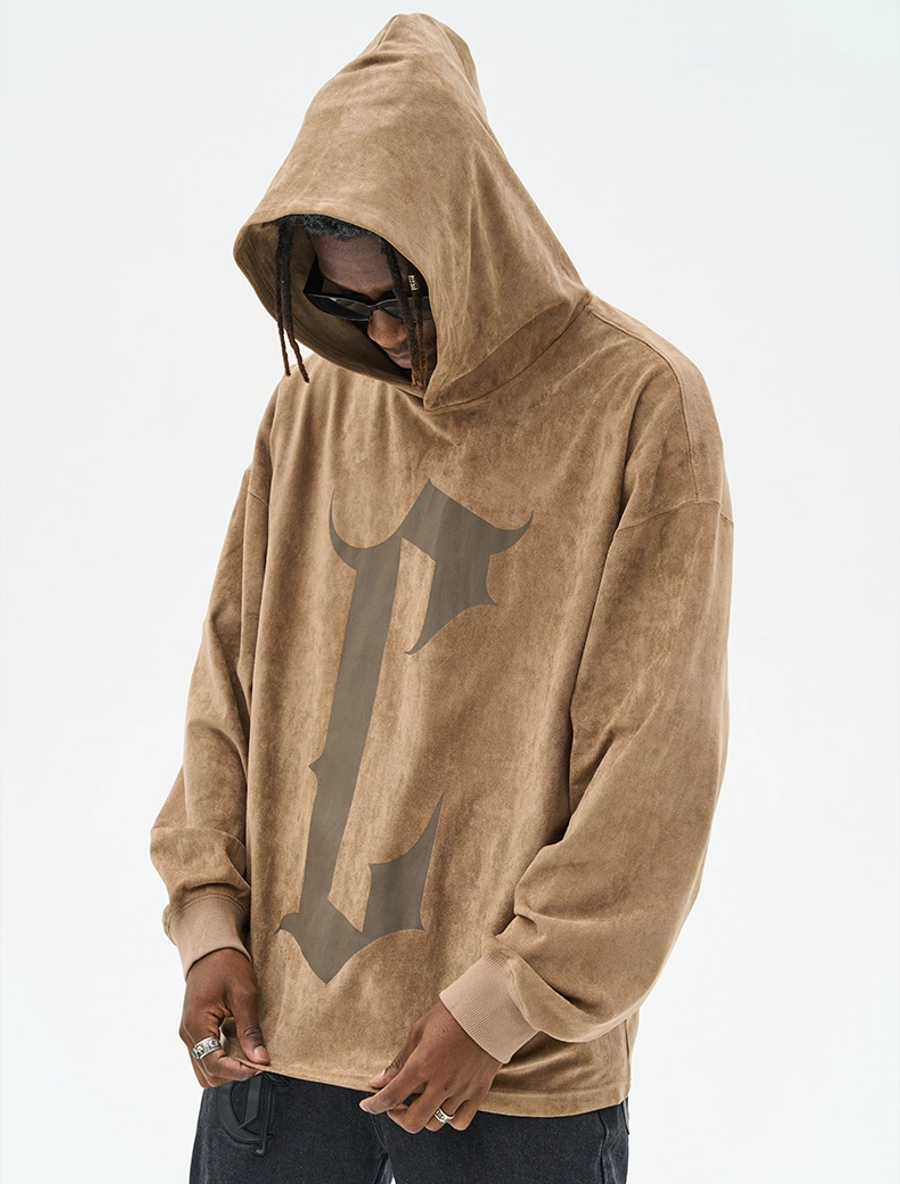 Худи HARSHandCRUEL "C Logo" Oversized Suede Hoodie