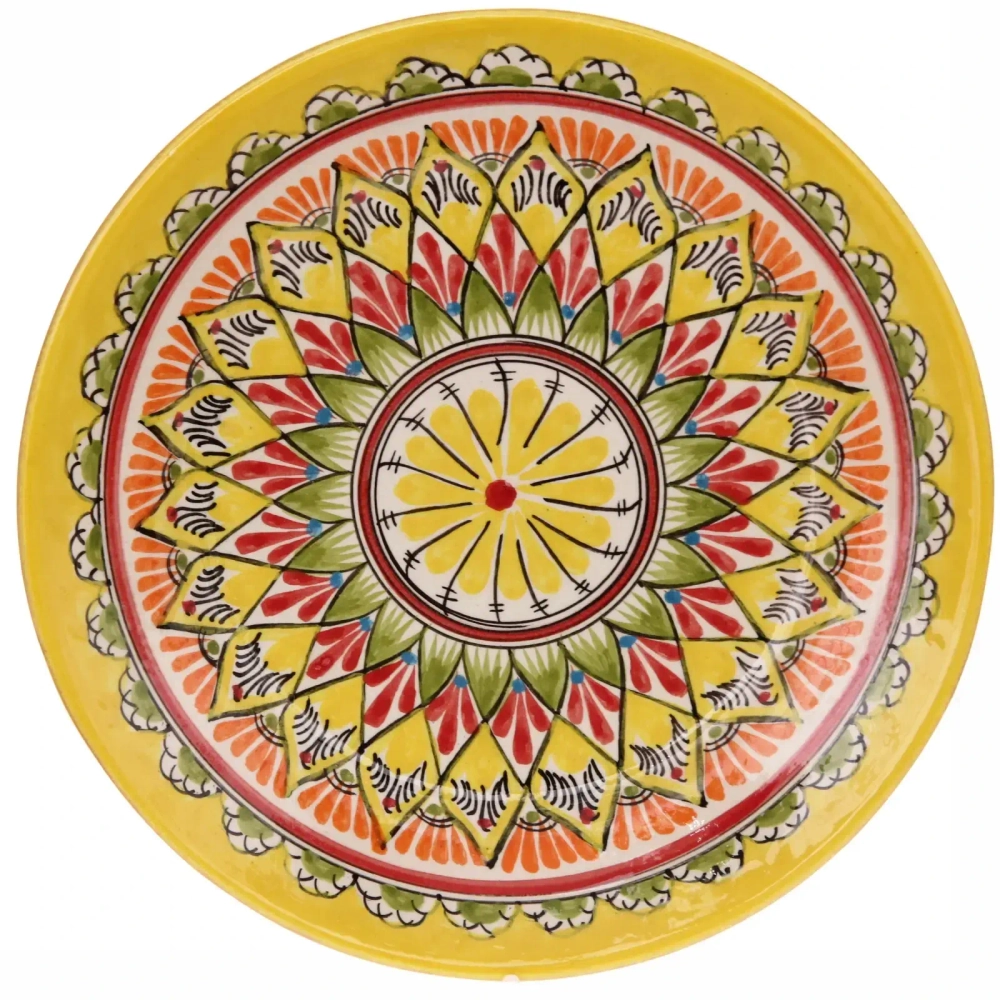Тарелка плоская 26см жёлтая Риштанская Керамика
